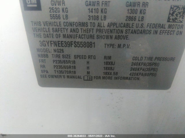 3GYFNEE39FS558081 Cadillac Srx Luxury Collection