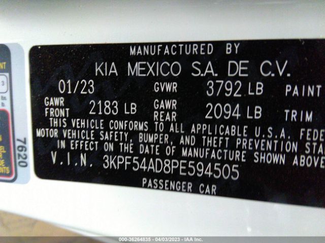3KPF54AD8PE594505 KIA Forte Gt-line