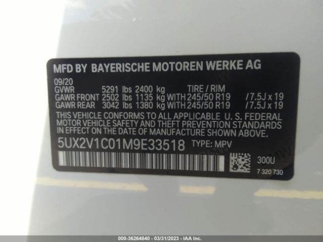 5UX2V1C01M9E33518 BMW X4 Xdrive30i
