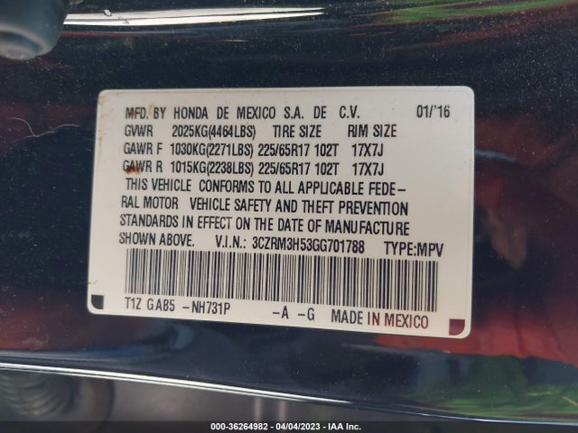 Honda CR-V EX 2016 3CZRM3H53GG701788 Image 9
