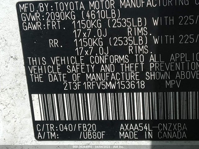 Toyota RAV4 LE 2021 2T3F1RFV5MW153618 Image 9
