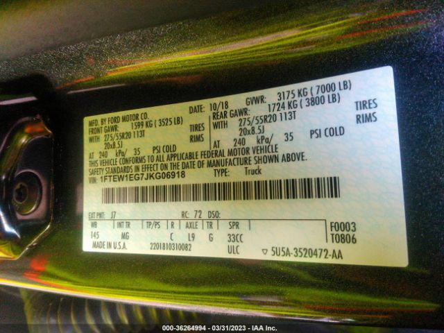 1FTEW1EG7JKG06918 Ford F-150 Xl/xlt/lariat