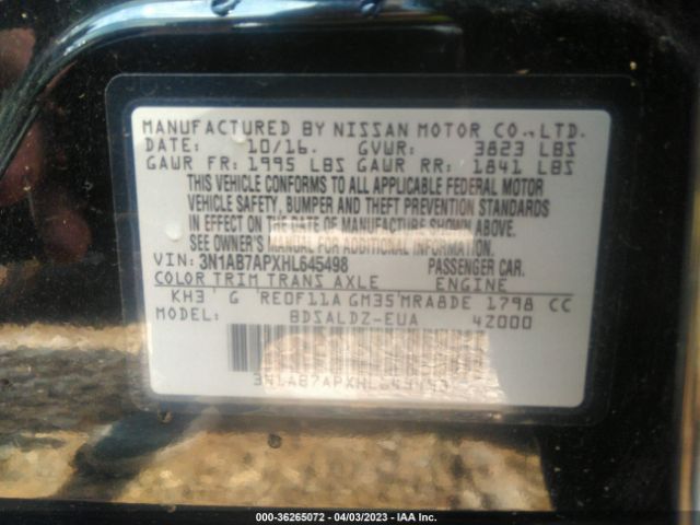 3N1AB7APXHL645498 Nissan SENTRA SV