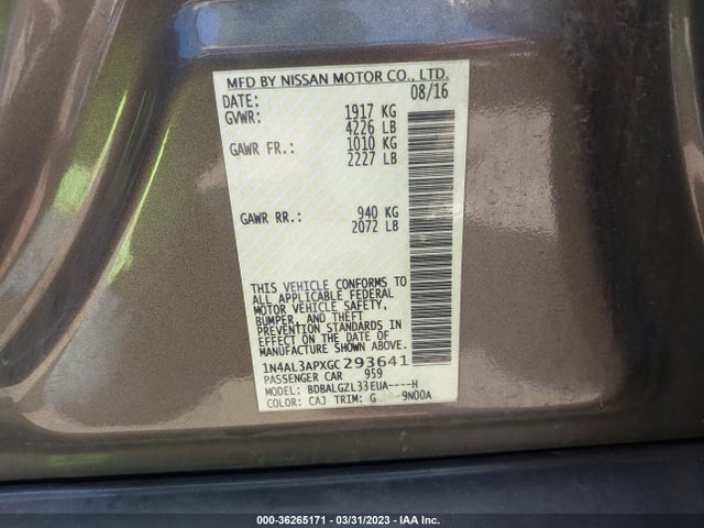 Nissan Altima 2.5 S 2016 1N4AL3APXGC293641 Image 10
