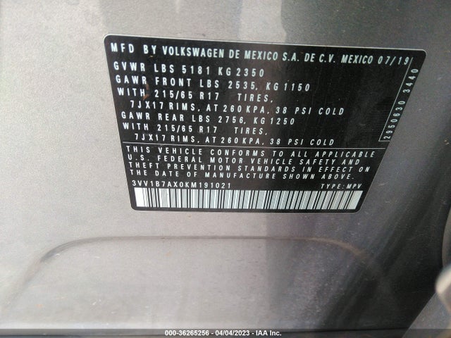 3VV1B7AX0KM191021 Volkswagen TIGUAN S