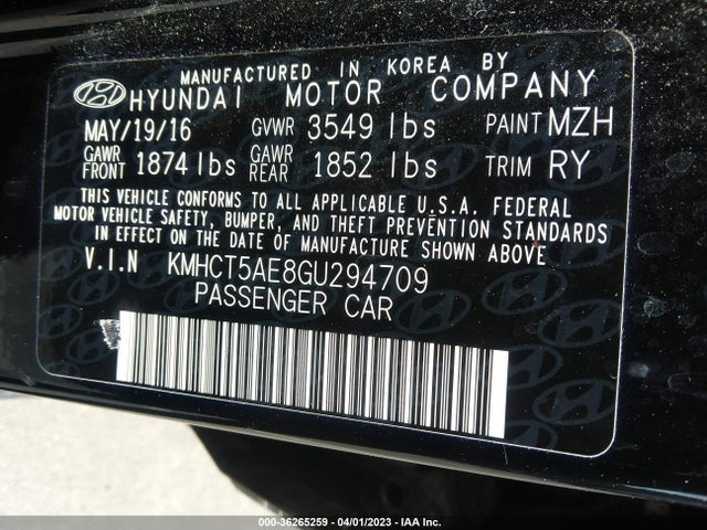 Hyundai ACCENT SE 2016 KMHCT5AE8GU294709 Image 10