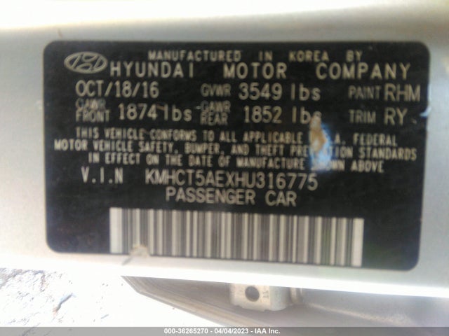 Hyundai ACCENT SE 2017 KMHCT5AEXHU316775 Image 10
