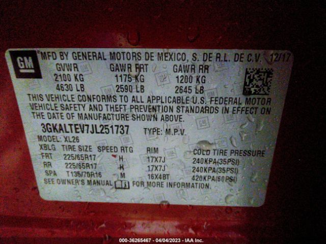 3GKALTEV7JL251737 GMC Terrain Sle