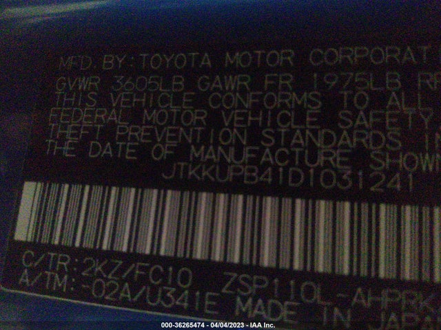 2013 SCION XD VIN: JTKKUPB41D1031241