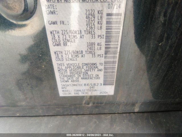 5N1AT2MV7EC865823 Nissan Rogue Sl