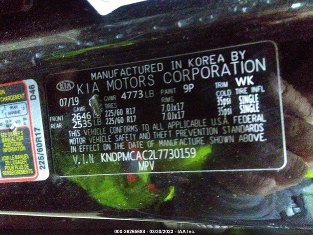 2020 KIA SPORTAGE LX VIN: KNDPMCAC2L7730159