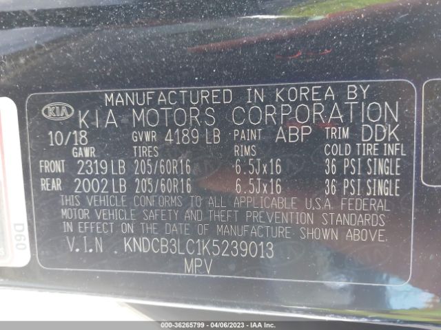 KNDCB3LC1K5239013 KIA NIRO LX