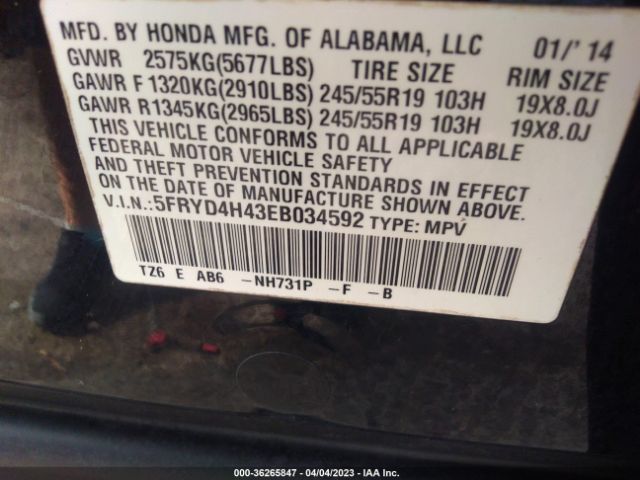 5FRYD4H43EB034592 Acura Mdx Tech Pkg