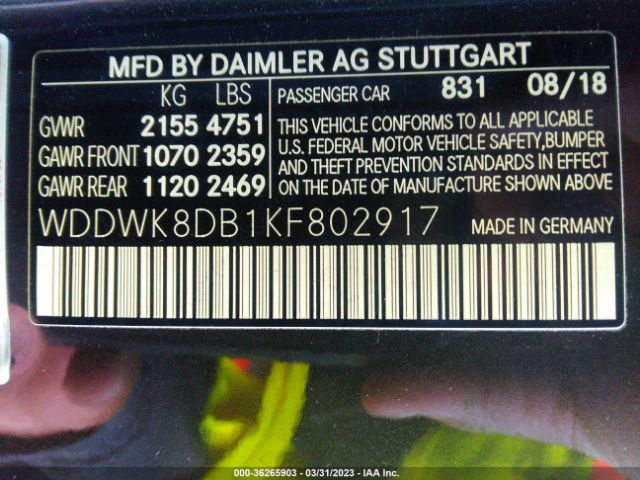 WDDWK8DB1KF802917 Mercedes-Benz C-class C 300