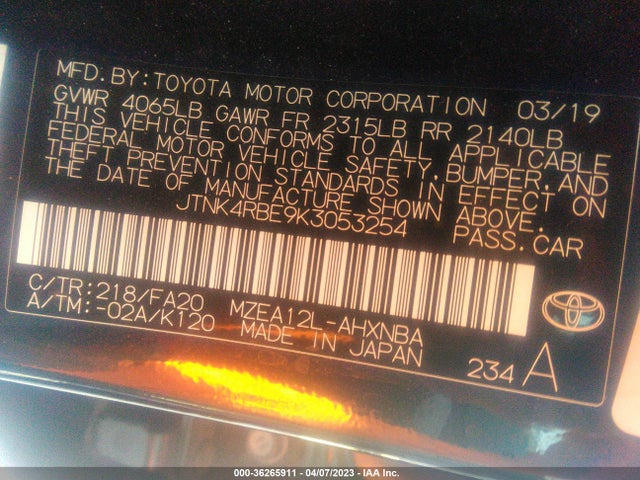 Toyota Corolla Hatchback Se/xse 2019 JTNK4RBE9K3053254 Image 11