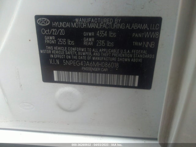Hyundai SONATA SE 2021 5NPEG4JA6MH086018 Image 9