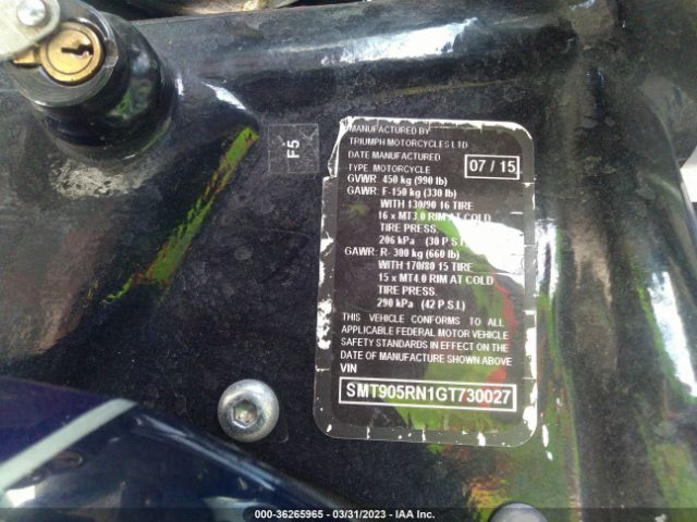 2016 TRIUMPH MOTORCYCLE AMERICA SMT905RN1GT730027 Photo 9