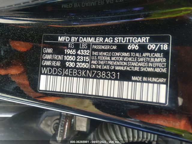 WDDSJ4EB3KN738331 Mercedes-Benz Cla Cla 250