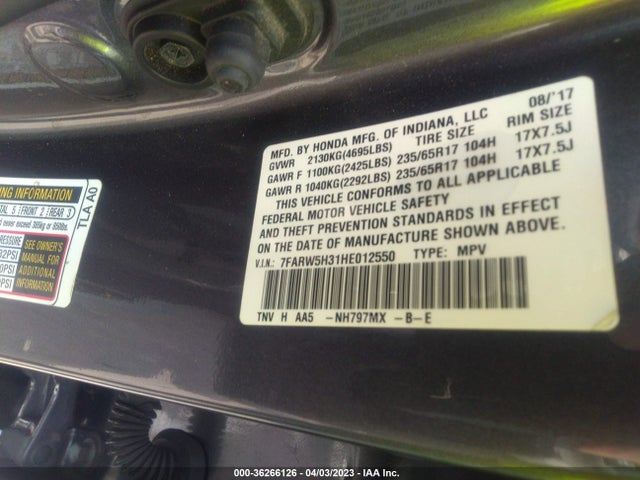 Honda CR-V LX 2017 7FARW5H31HE012550 Image 9