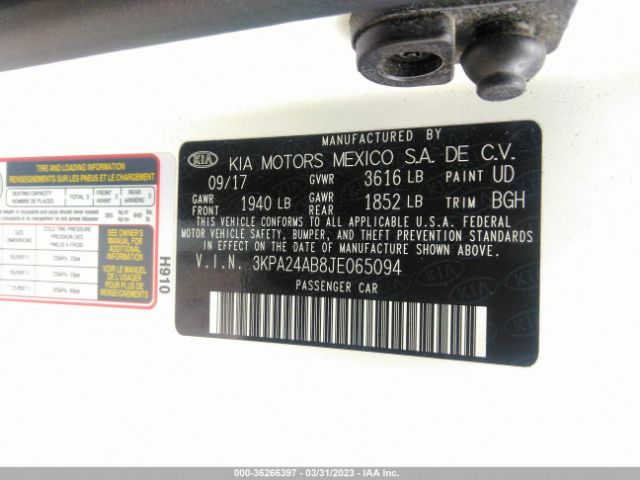 3KPA24AB8JE065094 KIA RIO LX