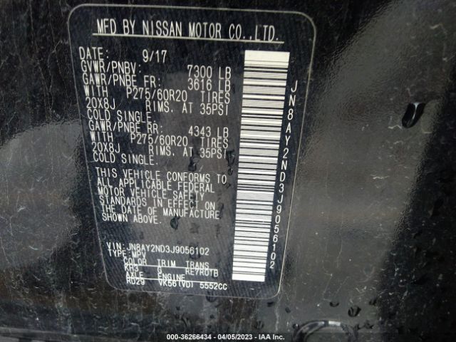 JN8AY2ND3J9056102 Nissan Armada Sl