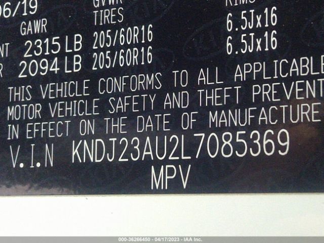 KNDJ23AU2L7085369 KIA SOUL LX