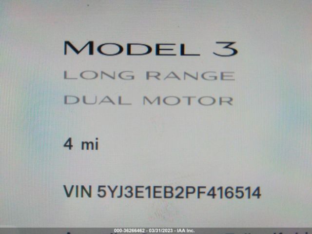 5YJ3E1EB2PF416514 Tesla MODEL 3