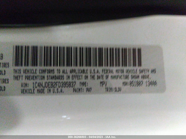 1C4NJDEB2FD395837 Jeep Compass High Altitude Edition
