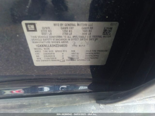 1GKKNLLA3HZ244639 GMC ACADIA SLE