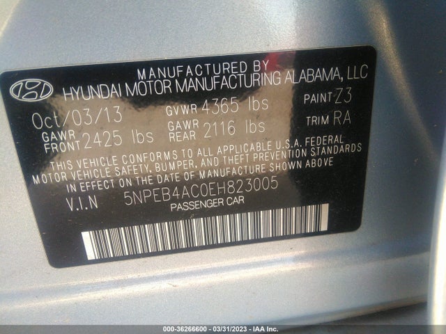 Hyundai SONATA GLS 2014 5NPEB4AC0EH823005 Image 9