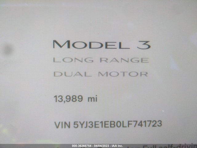 Tesla Model 3 Long Range 2020 5YJ3E1EB0LF741723 Image 7