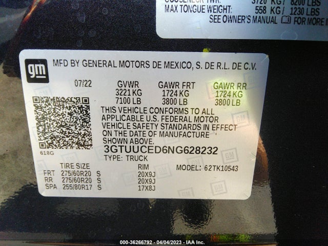 GMC Sierra 1500 Elevation 2022 3GTUUCED6NG628232 Image 9