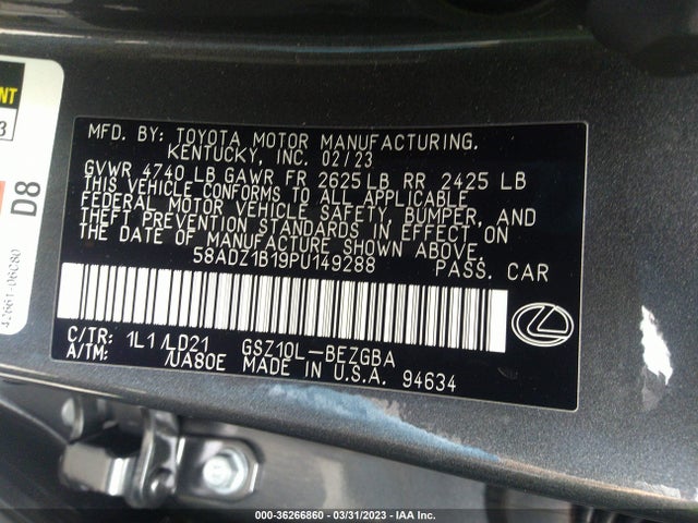 2023 Lexus ES, VIN: 58ADZ1B19PU149288