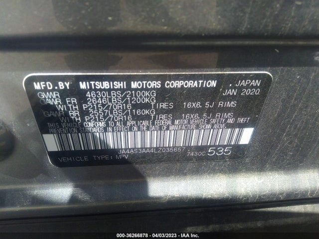 JA4AS3AA4LZ035657 Mitsubishi Eclipse Cross Es