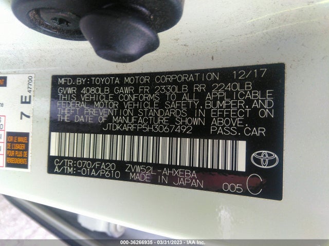 Toyota Prius Prime Plus/premium/advanced 2017 JTDKARFP5H3067492 Image 9