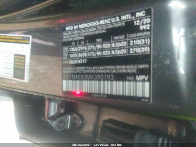 4JGFB4KB3MA390193 Mercedes-Benz Gle Gle 350