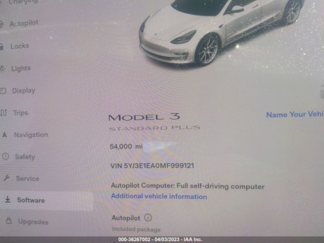 5YJ3E1EA0MF999121 Tesla Model 3 Standard Range Plus