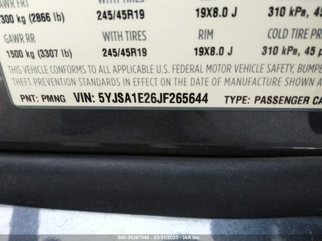 Tesla Model S 75d/100d/p100d 2018 5YJSA1E26JF265644 Image 10