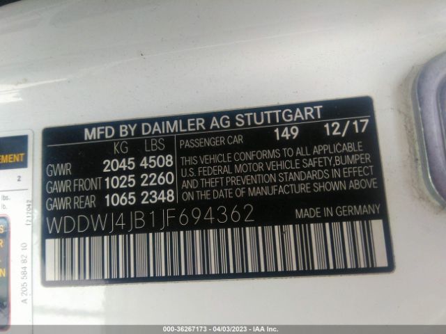 WDDWJ4JB1JF694362 Mercedes-Benz C-class C 300