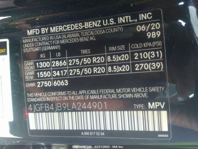 4JGFB4JB9LA244901 Mercedes-Benz Gle Gle 350