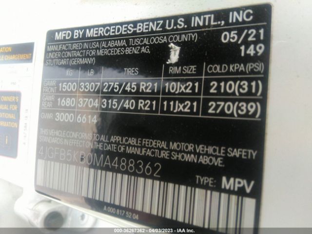 4JGFB5KB0MA488362 Mercedes-Benz Gle Gle 450