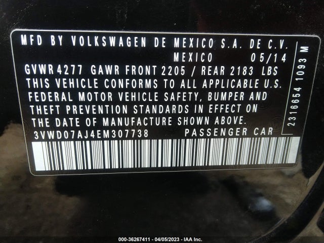 3VWD07AJ4EM307738 Volkswagen Jetta Sedan Se W/connectivity