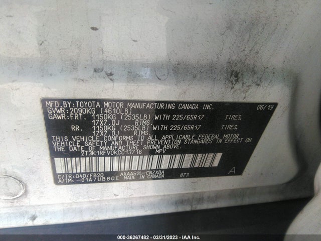 Toyota RAV4 LE 2019 2T3K1RFV0KC013716 Image 10
