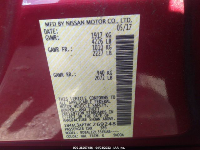 1N4AL3AP7HC269248 Nissan Altima 2.5 Sv