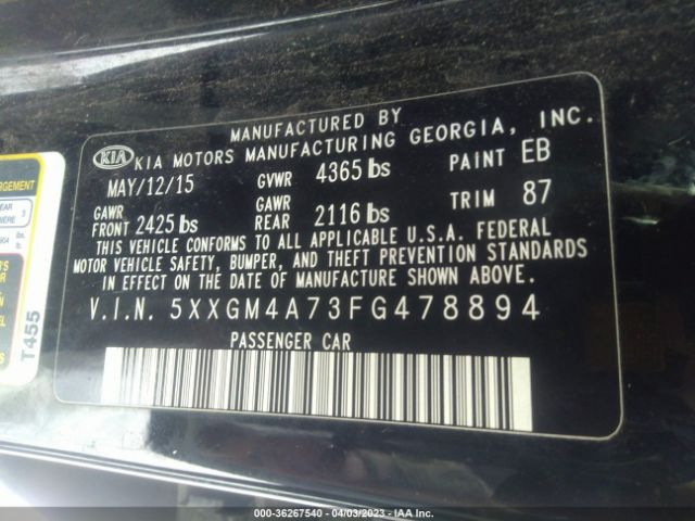 5XXGM4A73FG478894 KIA Optima Lx