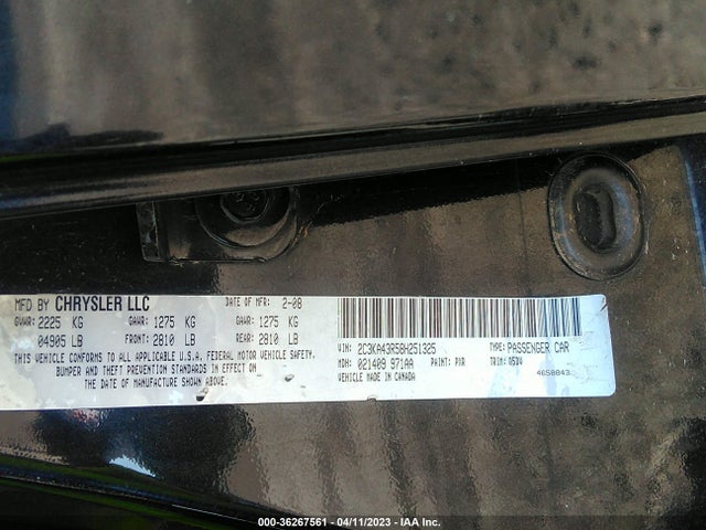 2008 CHRYSLER 300 LX VIN: 2C3KA43R58H251325