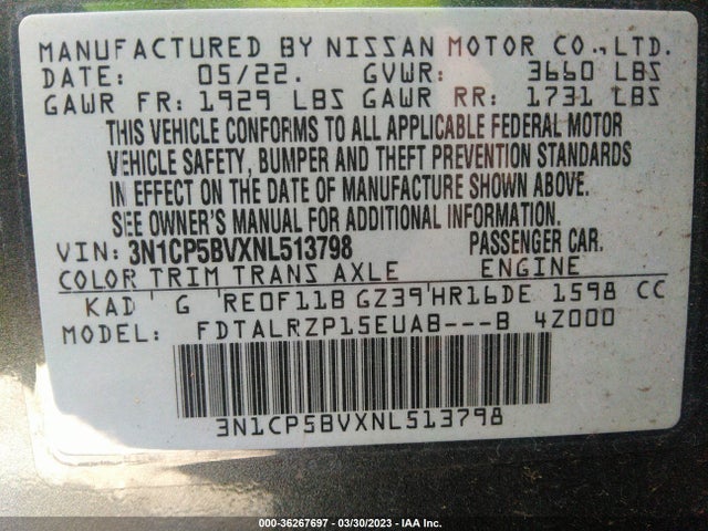 Nissan KICKS S 2022 3N1CP5BVXNL513798 Image 9