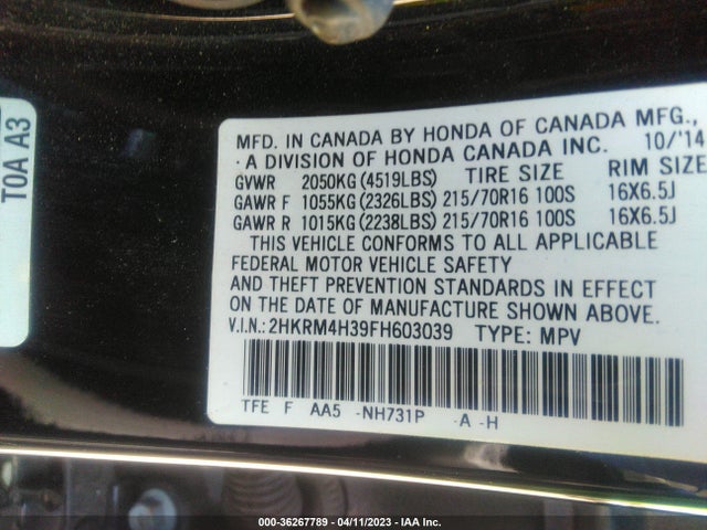 Honda CR-V LX 2015 2HKRM4H39FH603039 Image 10