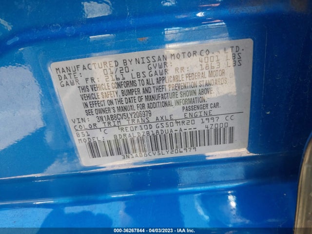 Nissan SENTRA SV 2020 3N1AB8CV5LY206979 Image 9