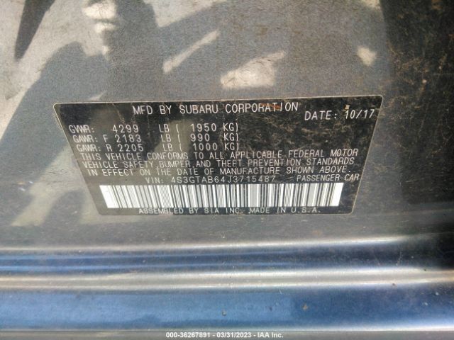 4S3GTAB64J3715487 Subaru Impreza Premium